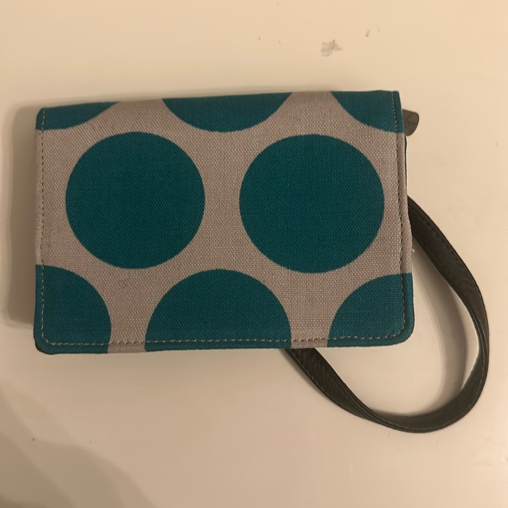 Thirty-One Everyday Wristlet 10th Anniversary Teal Mod Dot